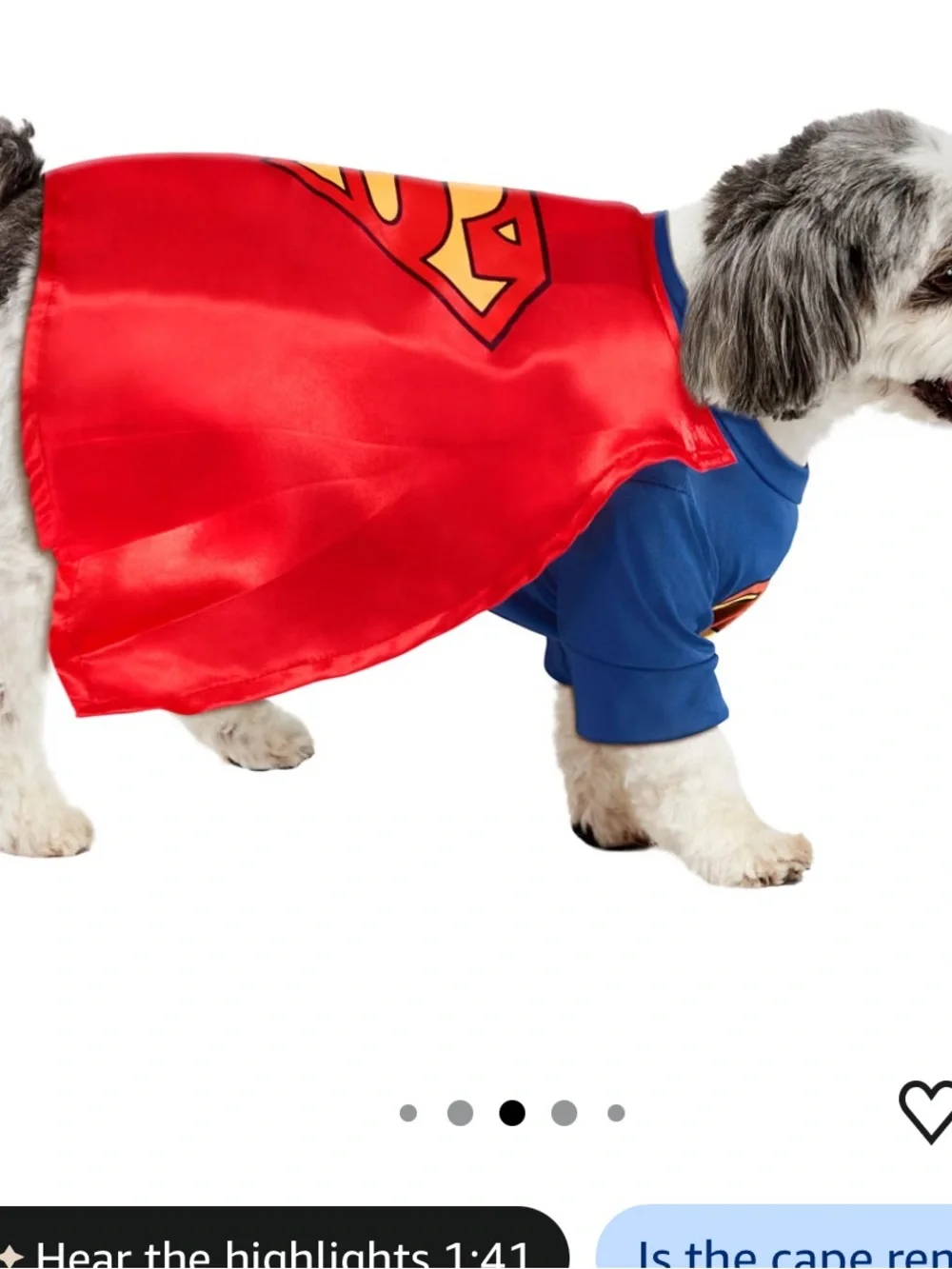 NWT Rubie's Superman DC Comics SuperheroesPet Cape Costume in Blue and Red